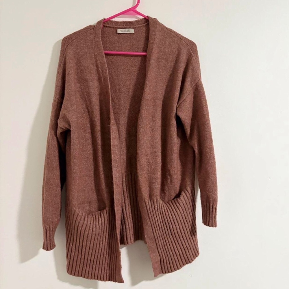 Active USA Women's Tan Open Front Cardigan